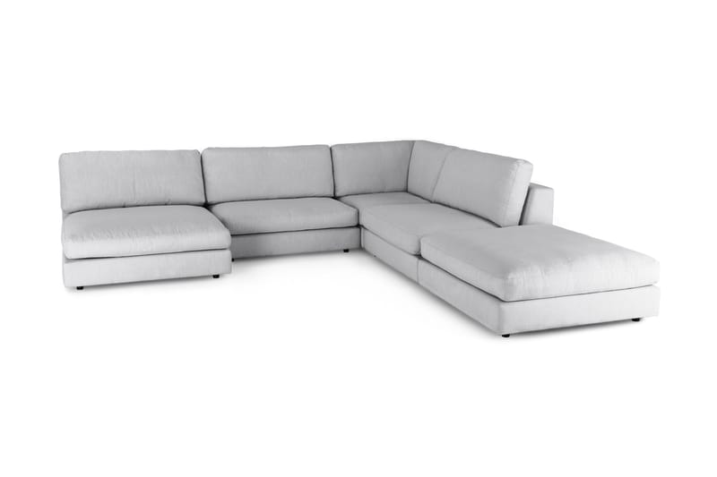 Arken 6-seters Vendbar L-formet Modulhjørnesofa med Divan + Fotskammel i Stoff - Grå - Møbler - Sofaer - Modulsofaer - Komplett modulsofa