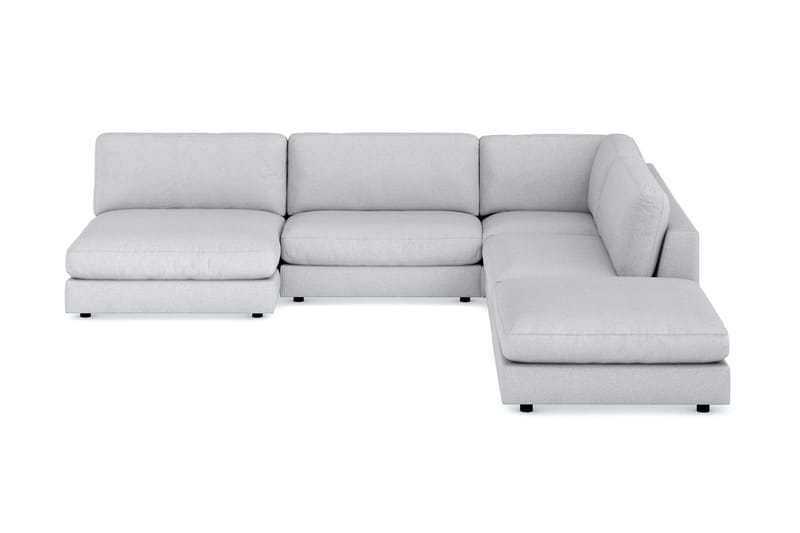 Arken 6-seters Vendbar L-formet Modulhjørnesofa med Divan + Fotskammel i Stoff, Lys grå