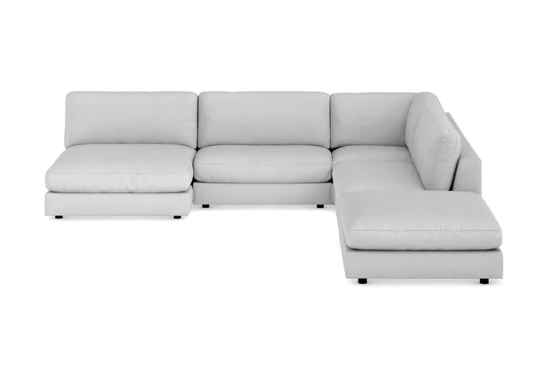 Arken 6-seters Vendbar L-formet Modulhjørnesofa med Divan + Fotskammel i Stoff, Lys grå