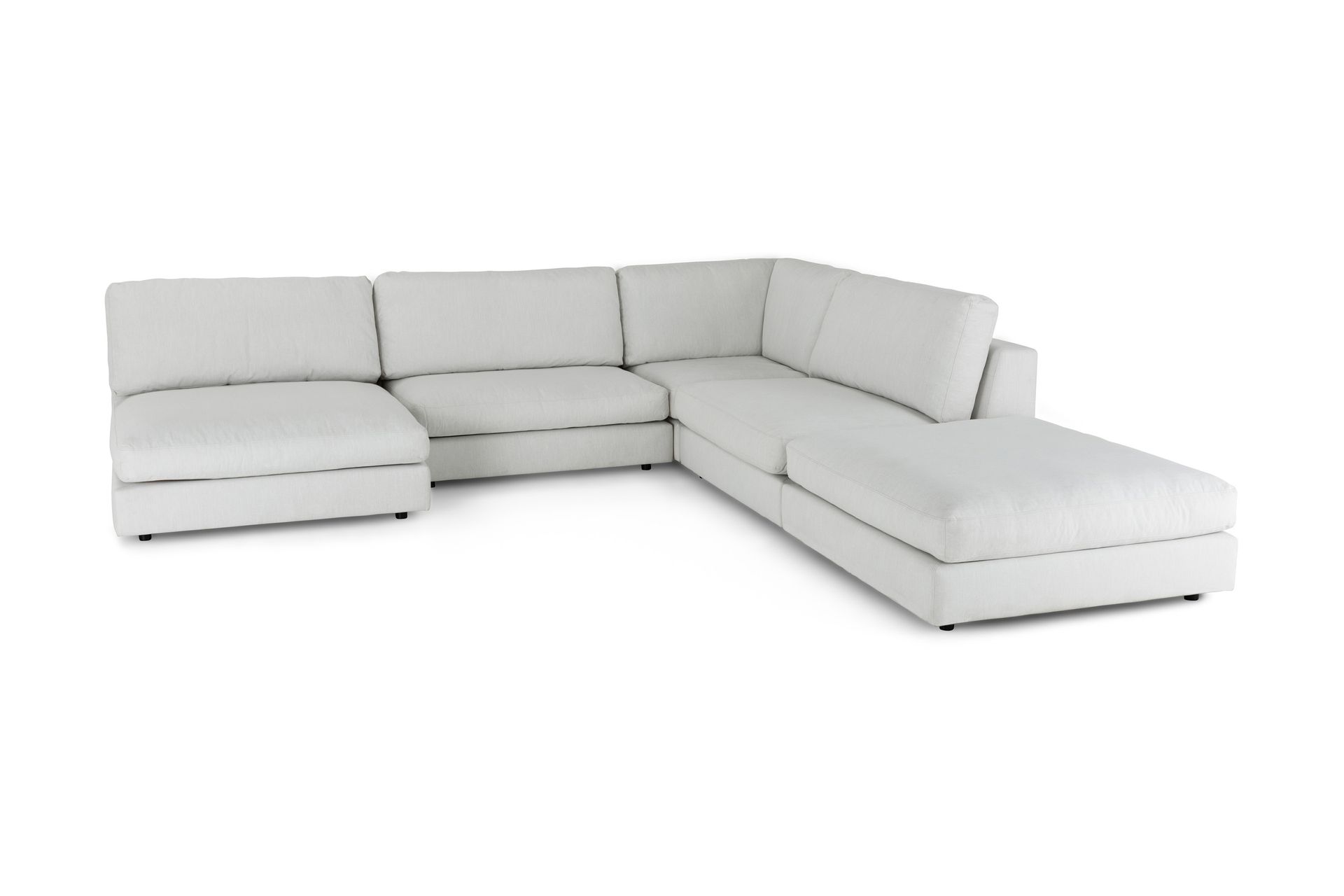 Arken 6-seters Vendbar L-formet Modulhjørnesofa med Divan + Fotskammel i Stoff - Lys grå - Møbler - Sofaer - Modulsofaer - Komplett modulsofa