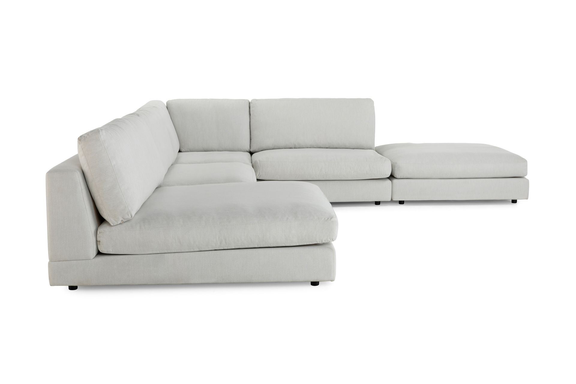 Arken 6-seters Vendbar L-formet Modulhjørnesofa med Divan + Fotskammel i Stoff - Lys grå - Møbler - Sofaer - Modulsofaer - Komplett modulsofa