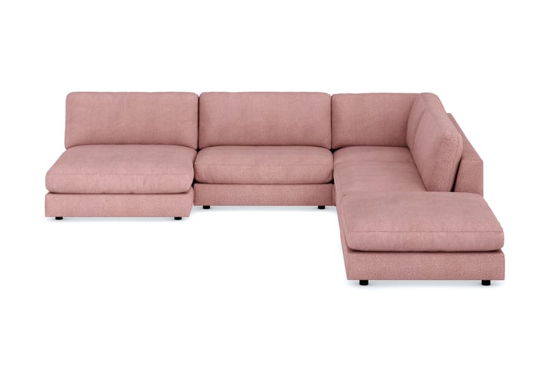 Arken 6-seters Vendbar L-formet Modulhjørnesofa med Divan + Fotskammel i Stoff - Rosa - Møbler - Sofaer - Modulsofaer - Komplett modulsofa