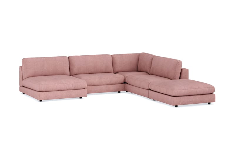 Arken 6-seters Vendbar L-formet Modulhjørnesofa med Divan + Fotskammel i Stoff - Rosa - Møbler - Sofaer - Modulsofaer - Komplett modulsofa