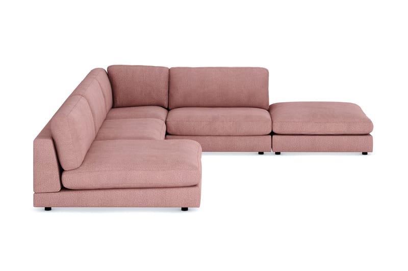Arken 6-seters Vendbar L-formet Modulhjørnesofa med Divan + Fotskammel i Stoff - Rosa - Møbler - Sofaer - Modulsofaer - Komplett modulsofa