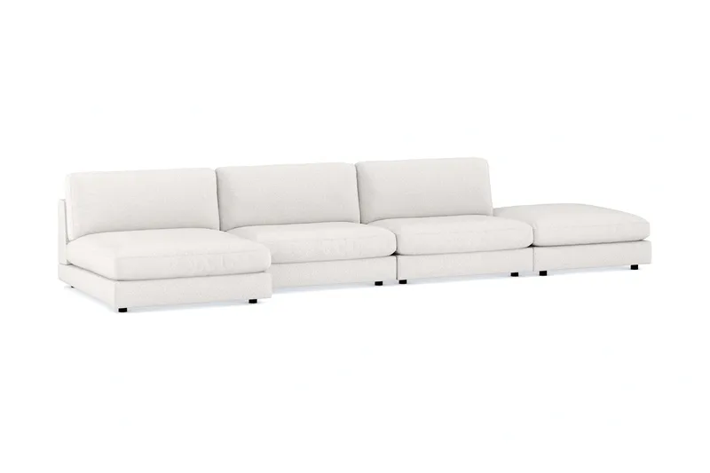 Arken 6-seters Vendbar U-formet Modulsofa med Divan + Fotskammel i Bouclé - Hvit - Møbler - Sofaer - Modulsofaer - Komplett modulsofa