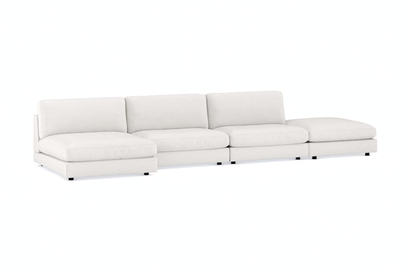 Arken 6-seters Vendbar U-formet Modulsofa med Divan + Fotskammel i Bouclé - Hvit - Møbler - Sofaer - Modulsofaer - Komplett modulsofa