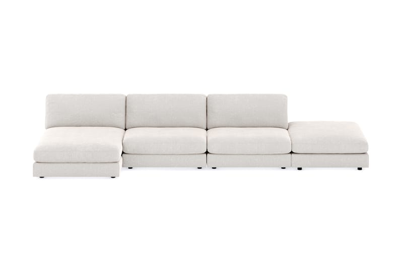 Arken 6-seters Vendbar U-formet Modulsofa med Divan + Fotskammel i Fløyel - Kremhvit - Møbler - Sofaer - Modulsofaer - Komplett modulsofa