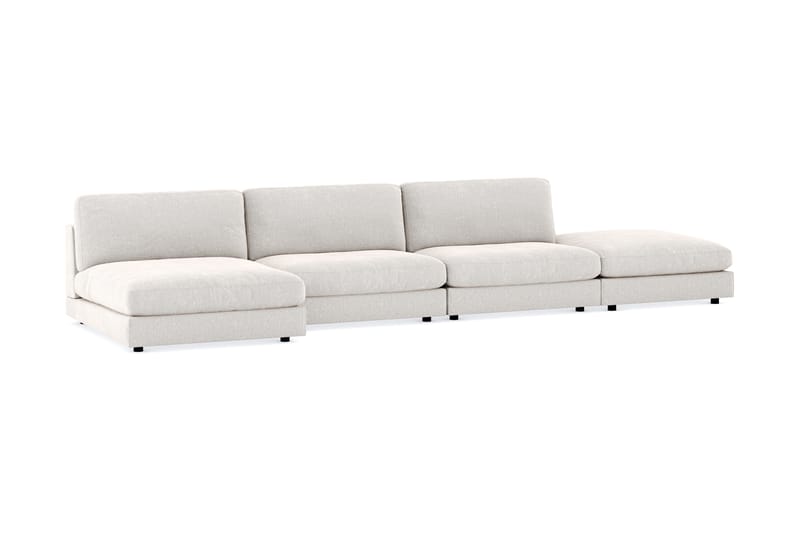Arken 6-seters Vendbar U-formet Modulsofa med Divan + Fotskammel i Fløyel - Kremhvit - Møbler - Sofaer - Modulsofaer - Komplett modulsofa