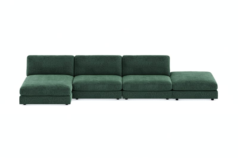 Arken 6-seters Vendbar U-formet Modulsofa med Divan + Fotskammel i Fløyel - Mørkegrønn - Møbler - Sofaer - Modulsofaer - Komplett modulsofa