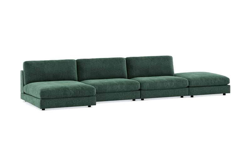 Arken 6-seters Vendbar U-formet Modulsofa med Divan + Fotskammel i Fløyel - Mørkegrønn - Møbler - Sofaer - Modulsofaer - Komplett modulsofa