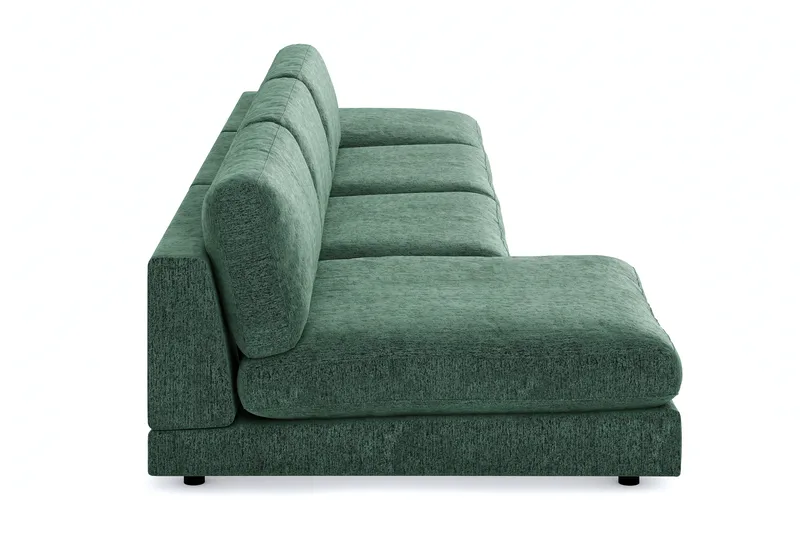 Arken 6-seters Vendbar U-formet Modulsofa med Divan + Fotskammel i Fløyel - Mørkegrønn - Møbler - Sofaer - Modulsofaer - Komplett modulsofa