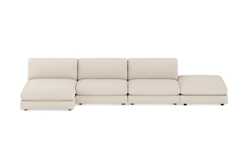 Arken 6-seters Vendbar U-formet Modulsofa med Divan + Fotskammel i Manchester - Beige - Møbler - Sofaer - Modulsofaer - Komplett modulsofa