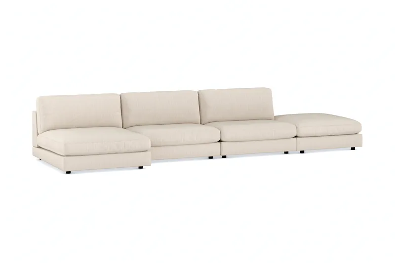 Arken 6-seters Vendbar U-formet Modulsofa med Divan + Fotskammel i Manchester - Beige - Møbler - Sofaer - Modulsofaer - Komplett modulsofa