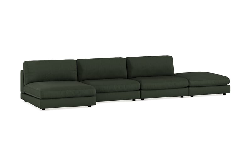 Arken 6-seters Vendbar U-formet Modulsofa med Divan + Fotskammel i Manchester - Mørkegrønn - Møbler - Sofaer - Modulsofaer - Komplett modulsofa