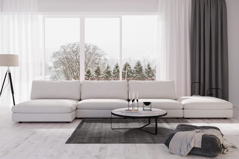 Arken 6-seters Vendbar U-formet Modulsofa med Divan + Fotskammel i Stoff - Lys grå - Møbler - Sofaer - Modulsofaer - Komplett modulsofa