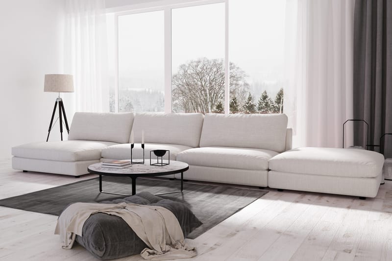 Arken 6-seters Vendbar U-formet Modulsofa med Divan + Fotskammel i Stoff - Lys grå - Møbler - Sofaer - Modulsofaer - Komplett modulsofa