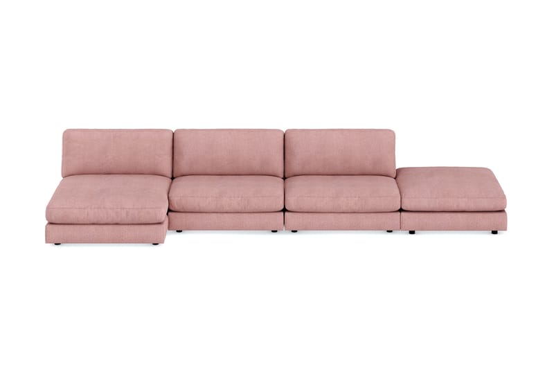 Arken 6-seters Vendbar U-formet Modulsofa med Divan + Fotskammel i Stoff - Rosa - Møbler - Sofaer - Modulsofaer - Komplett modulsofa