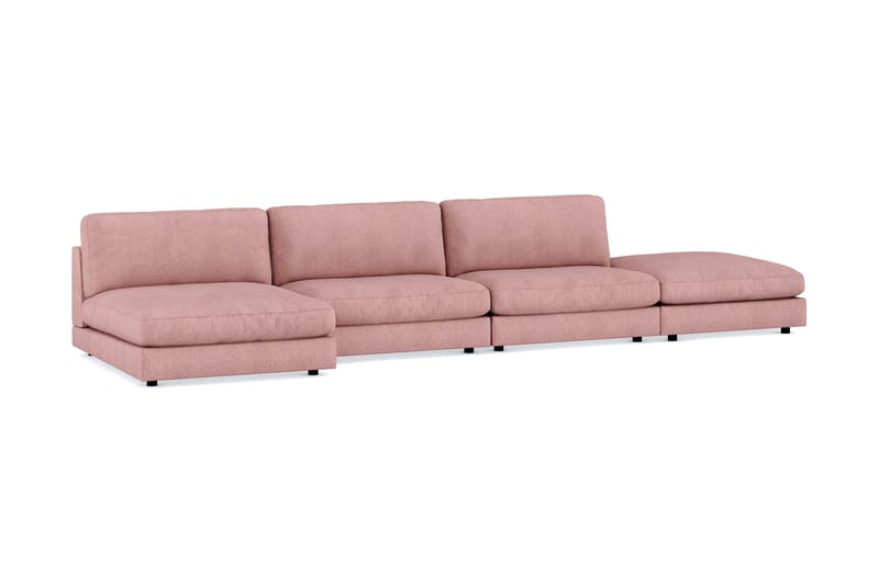 Arken 6-seters Vendbar U-formet Modulsofa med Divan + Fotskammel i Stoff - Rosa - Møbler - Sofaer - Modulsofaer - Komplett modulsofa