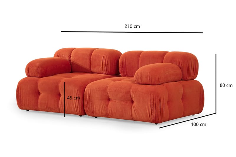 Belgin Modulsofa 2-seter - Rød Manchester - Møbler - Sofaer - Modulsofaer - Komplett modulsofa