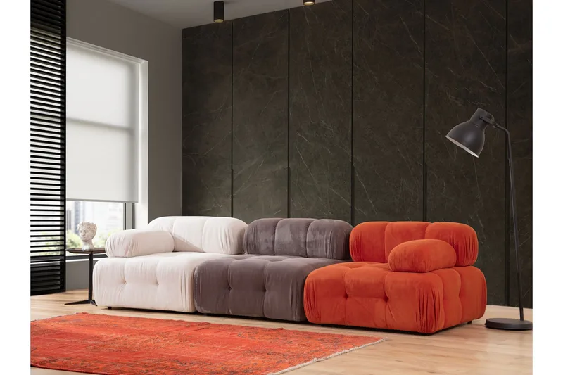 Belgin Modulsofa 3-seter, Rød/Hvit