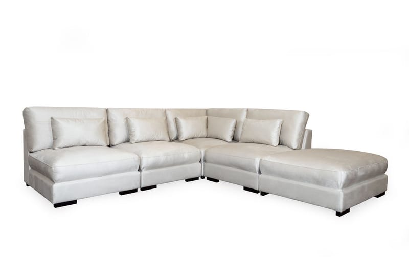 Dubai sjeselong sofa Left Velvet - Hvit - Møbler - Sofaer - Modulsofaer - Komplett modulsofa