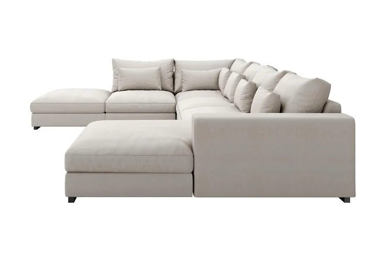 Dubai stor U-modulsofa med divan høyre 432 cm ekstra dyp - Beige - Møbler - Sofaer - Modulsofaer - Komplett modulsofa