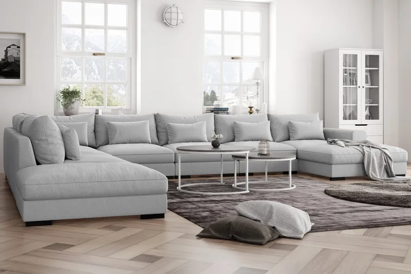 Dubai U-modulsofa Large med Divan Høyre - Lysegrå - Møbler - Sofaer - Modulsofaer - Komplett modulsofa