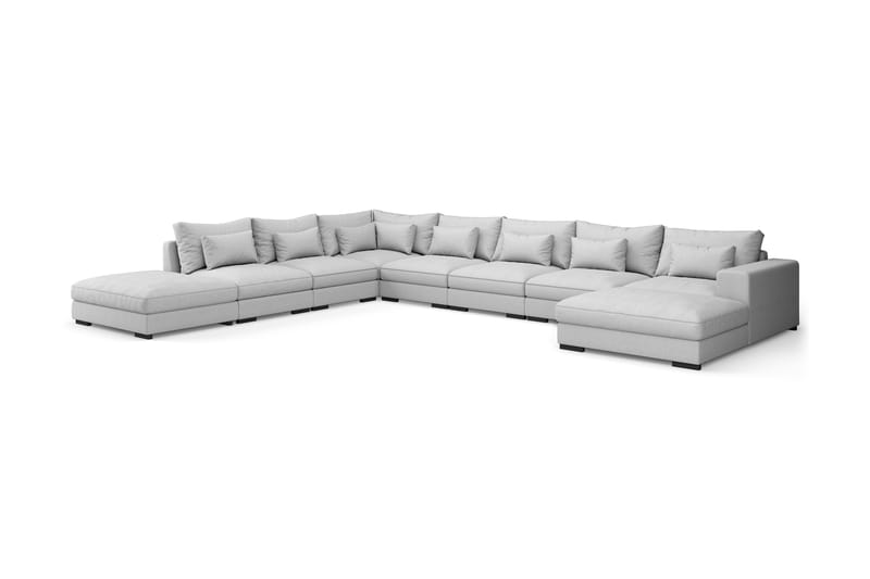 Dubai U-modulsofa Large med Divan Høyre - Lysegrå - Møbler - Sofaer - Modulsofaer - Komplett modulsofa