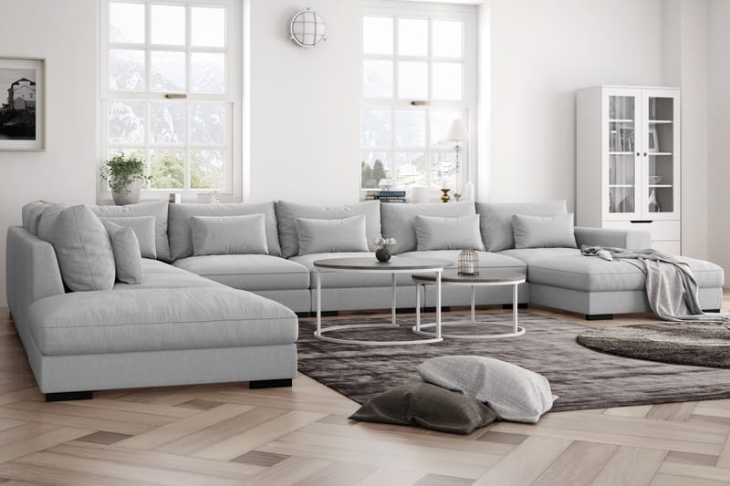 Dubai U-modulsofa Large med Divan Høyre - Lysegrå - Møbler - Sofaer - Modulsofaer - Komplett modulsofa