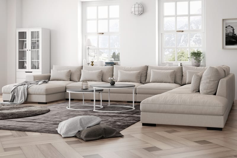 Dubai U-modulsofa Large med Divan Venstre - Beige - Komplett modulsofa