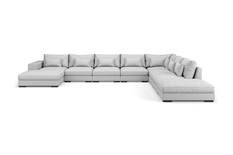 Dubai U-modulsofa Large med Divan Venstre - Lysegrå - Møbler - Sofaer - Modulsofaer - Komplett modulsofa