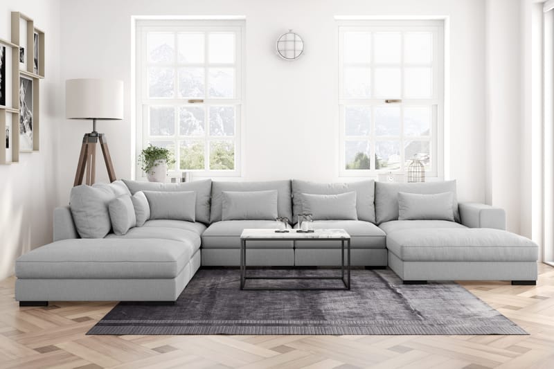 Dubai U-modulsofa med Divan Høyre - Lysegrå - Møbler - Sofaer - Modulsofaer - Komplett modulsofa