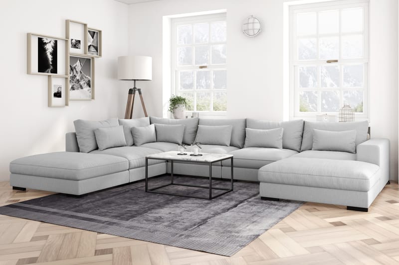 Dubai U-modulsofa med Divan Høyre - Lysegrå - Møbler - Sofaer - Modulsofaer - Komplett modulsofa