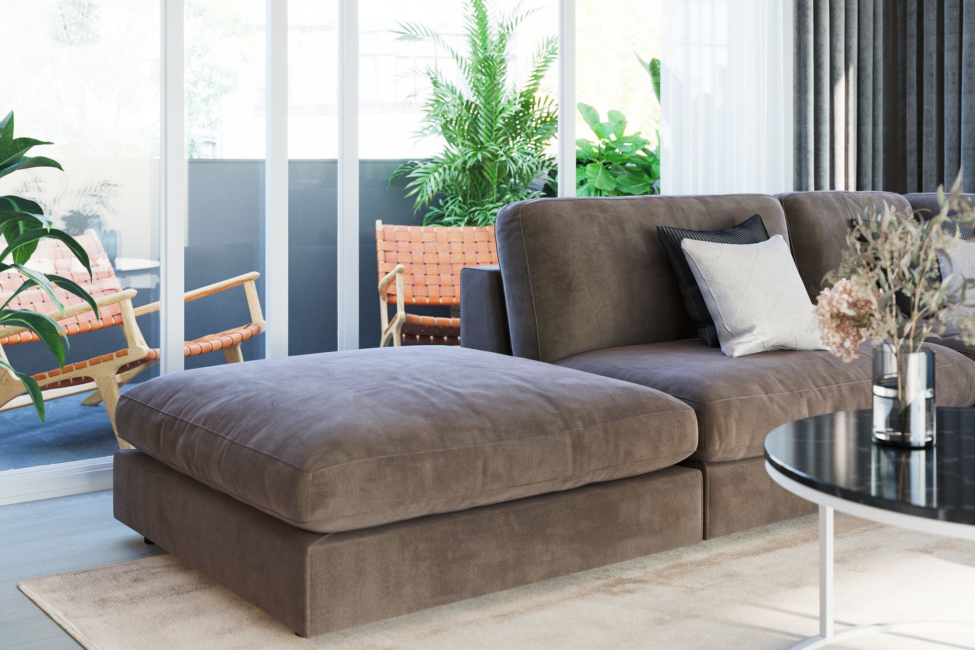 Arken 1-seters Midtmodul i Fløyel 70 cm bred - Brun - Møbler - Sofaer - Modulsofaer - Midtmodul