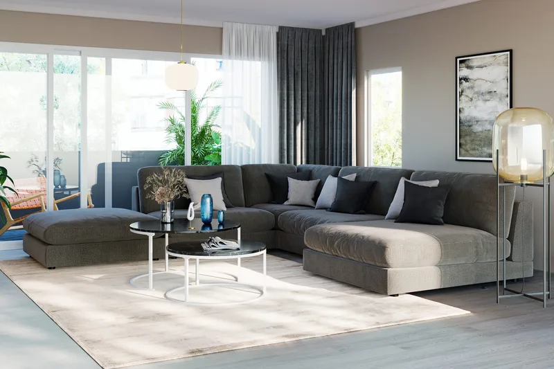 Arken 1-seters Midtmodul i Fløyel 70 cm bred - Mørk grå - Møbler - Sofaer - Modulsofaer - Midtmodul