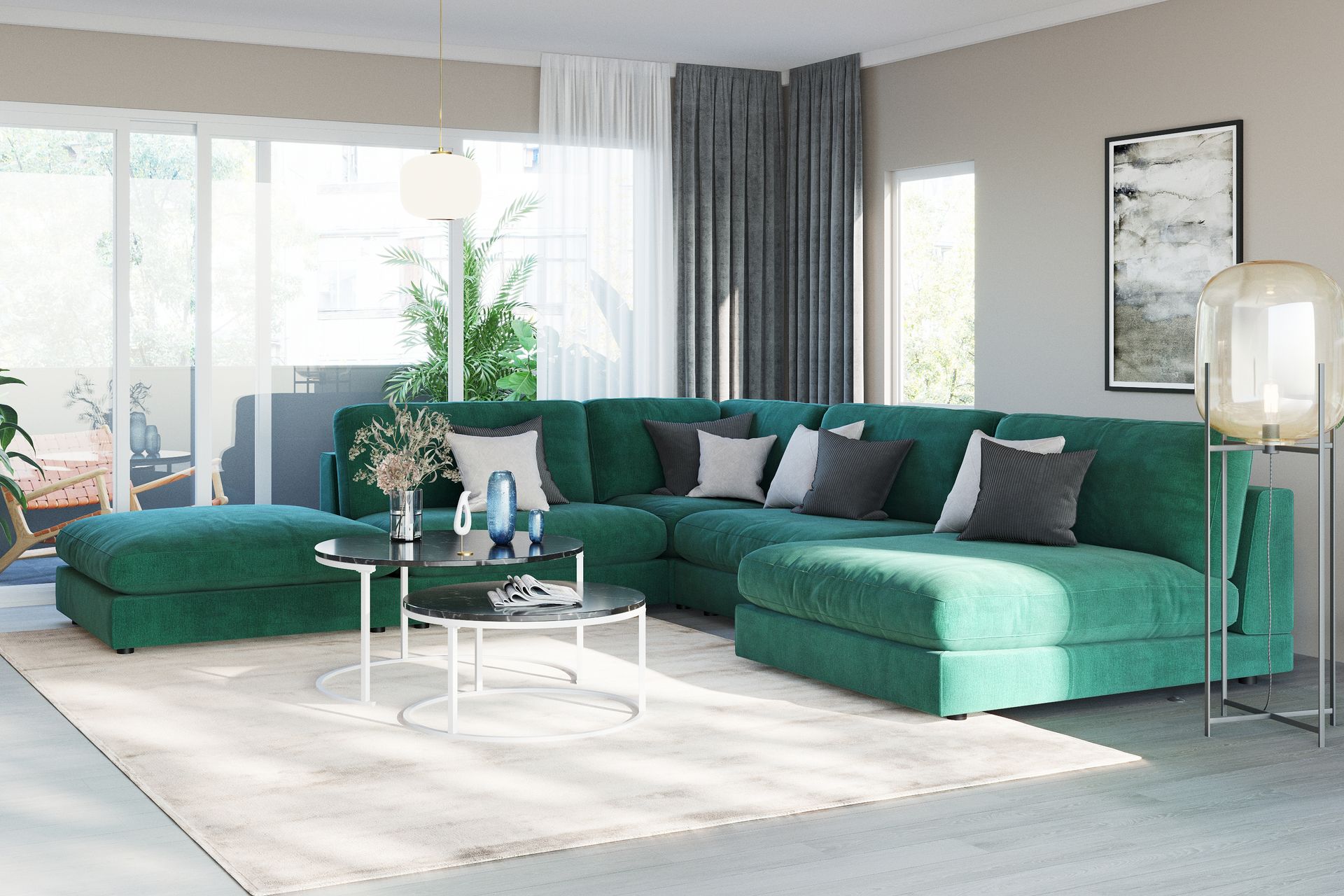 Arken 1-seters Midtmodul i Fløyel 90 cm bred - Grønn - Møbler - Sofaer - Modulsofaer - Midtmodul