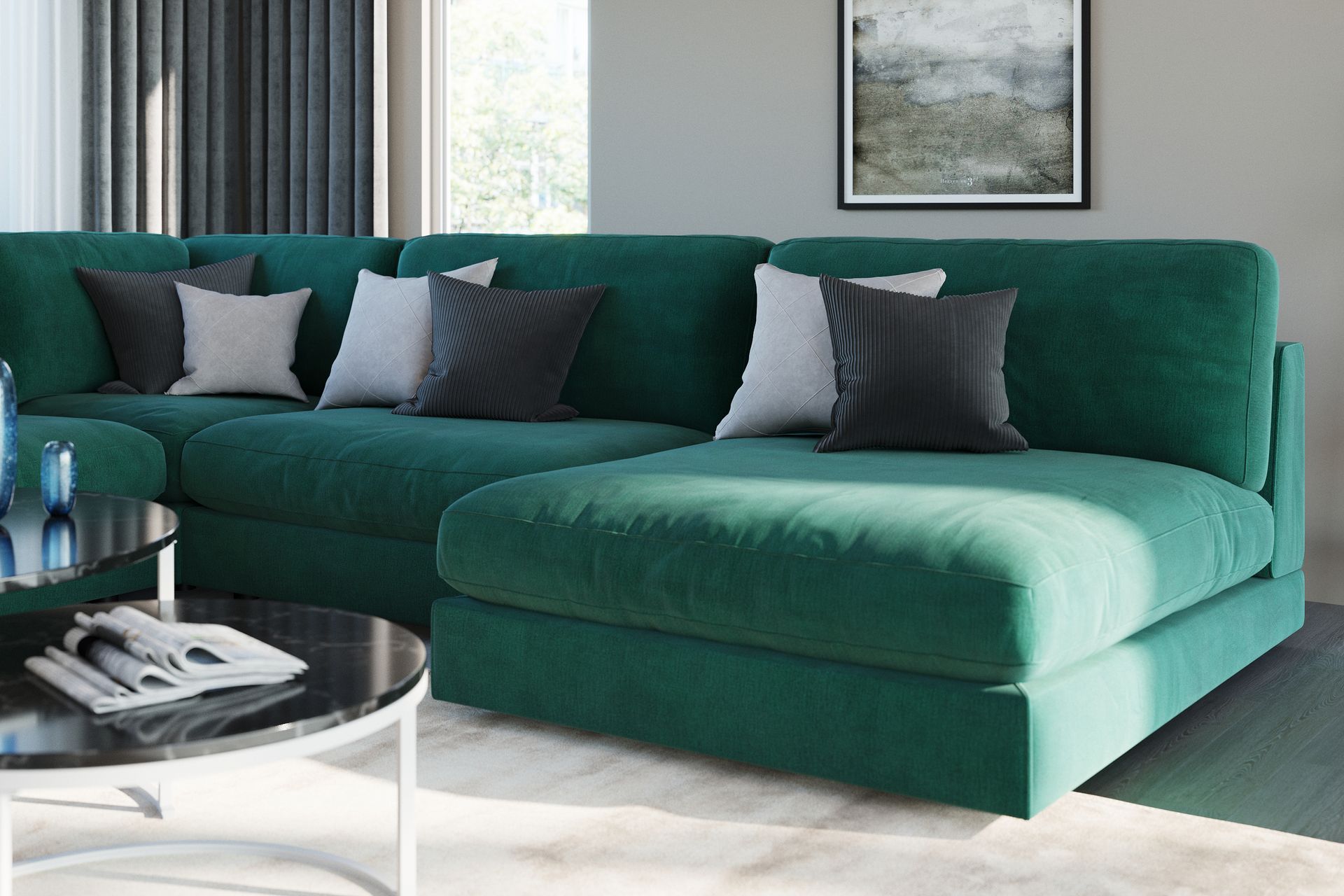 Arken 1-seters Midtmodul i Fløyel 90 cm bred - Grønn - Møbler - Sofaer - Modulsofaer - Midtmodul