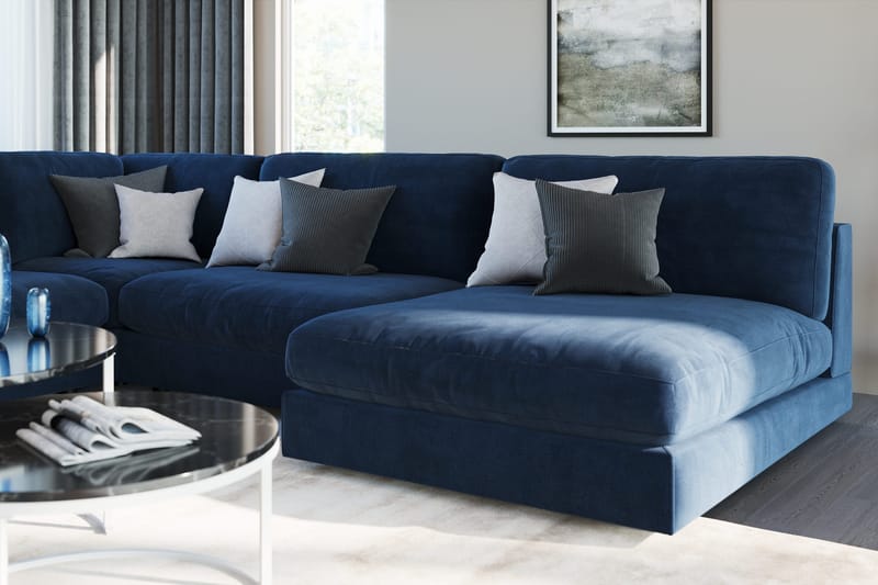 Arken 2-seters Midtmodul i Fløyel 120 cm bred - Blå - Møbler - Sofaer - Modulsofaer - Midtmodul