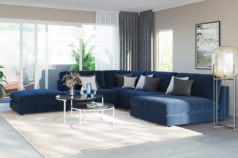 Arken 2-seters Midtmodul i Fløyel 120 cm bred - Blå - Møbler - Sofaer - Modulsofaer - Midtmodul