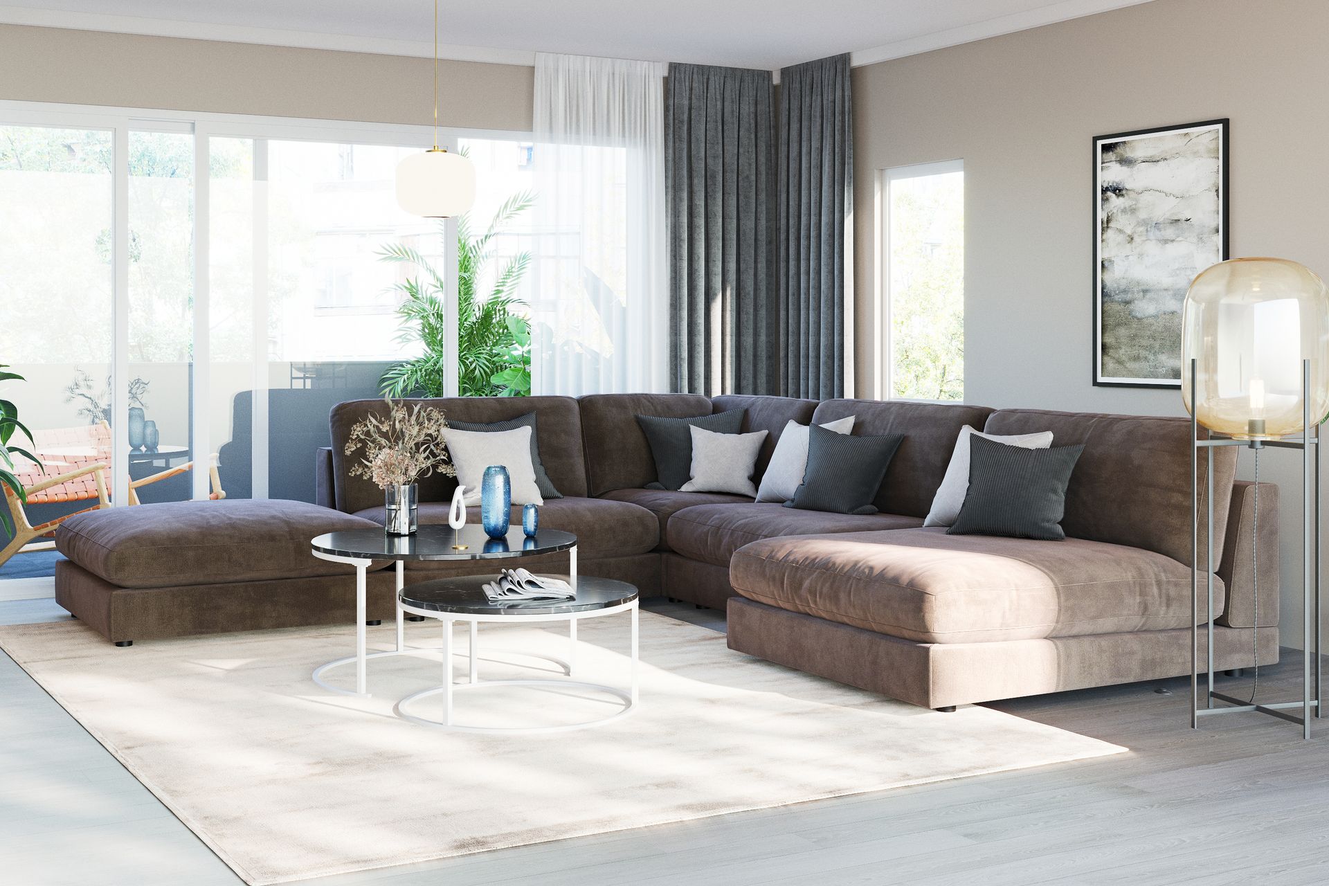 Arken 2-seters Midtmodul i Fløyel 120 cm bred - Brun - Møbler - Sofaer - Modulsofaer - Midtmodul