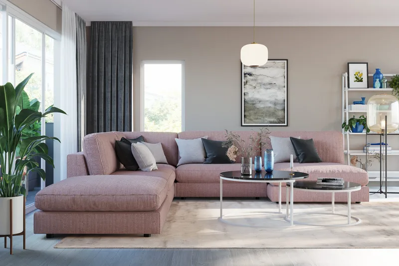 Arken 2-seters Midtmodul i Manchester 120 cm bred - Rosa - Møbler - Sofaer - Modulsofaer - Midtmodul