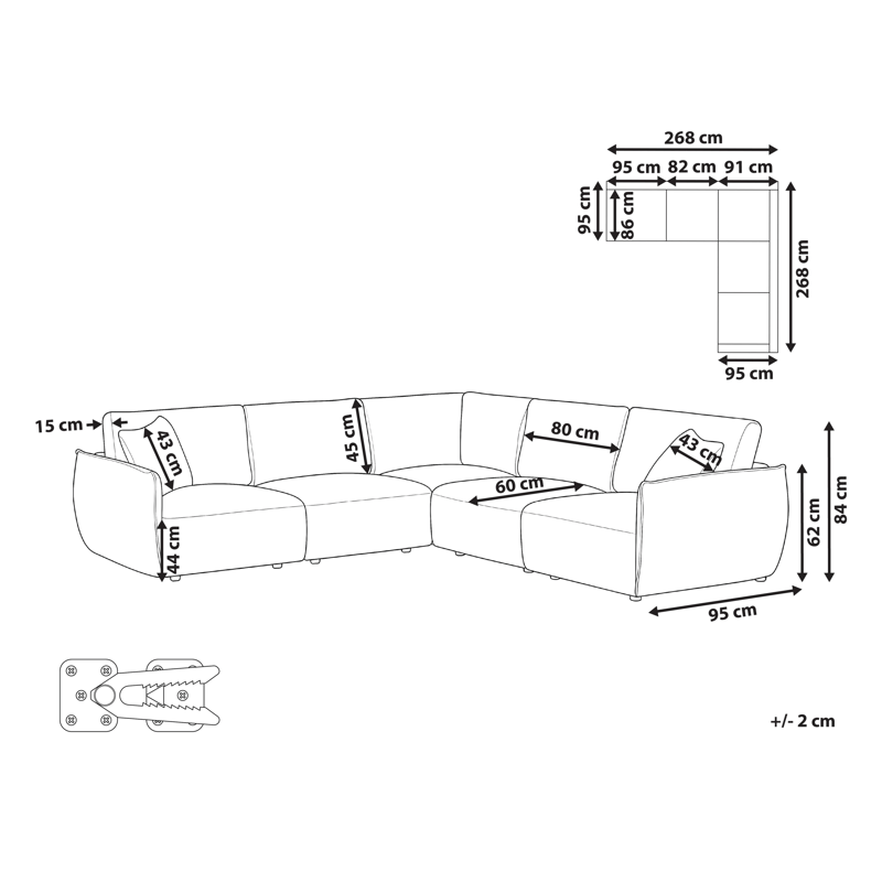 Modulsofa 5-seter Mesnali venstrevendt - Off-White - Møbler - Sofaer - Modulsofaer - Komplett modulsofa