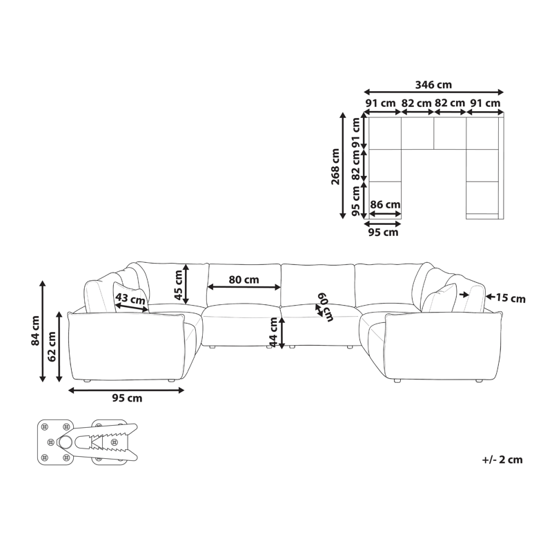 Modulsofa U-formet Mesnali - Off-White - Møbler - Sofaer - Modulsofaer - Komplett modulsofa