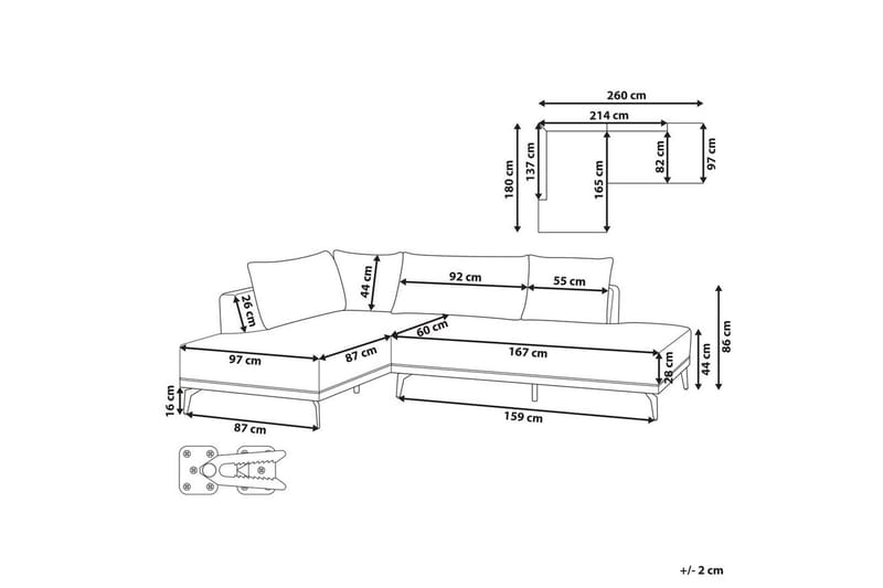 Modulsoffa Beliani Myken Beige/brun/svart, Högervänd Grey Left-faced - Møbler - Sofaer - Modulsofaer - Øvrige moduler for modulsofa