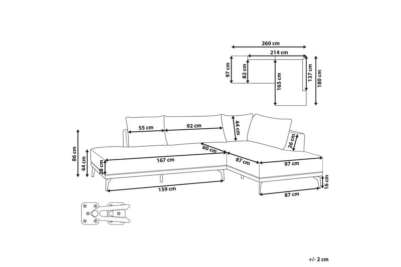 Modulsoffa Beliani Myken Beige/brun/svart, Högervänd Grey Right-faced - Grå - Møbler - Sofaer - Modulsofaer - Øvrige moduler for modulsofa
