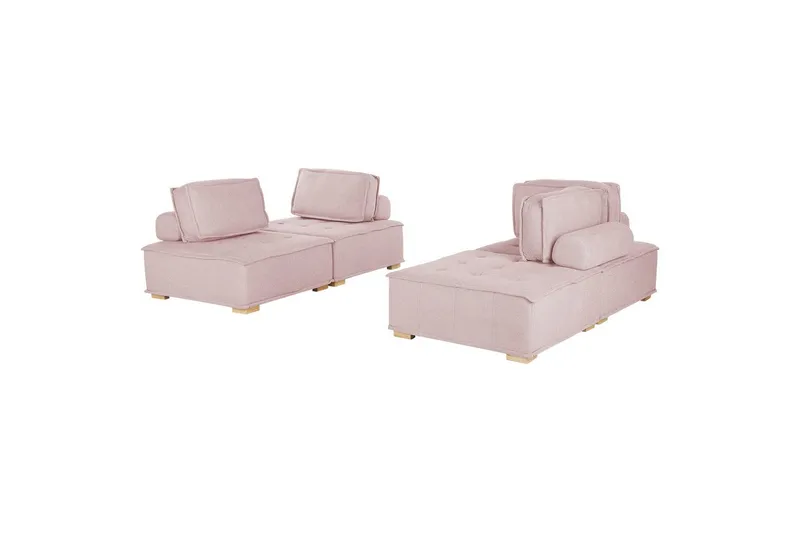 Modulsoffa Beliani Tibro Beige/ljust trä Rose||Light colored wood - Møbler - Sofaer - Modulsofaer - Komplett modulsofa