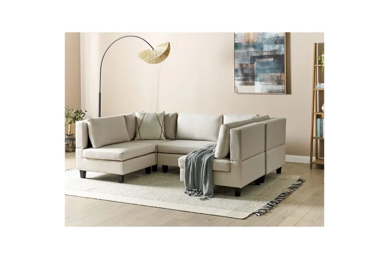 Modulsoffa Beliani Unstad Beige/svart Beige, Black - Møbler - Sofaer - Modulsofaer - Komplett modulsofa