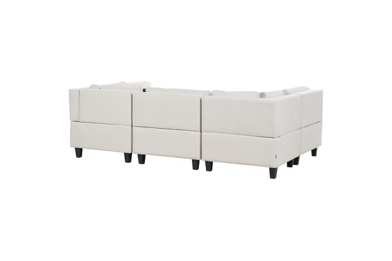 Modulsoffa med fotpall Beliani Unstad Beige/svart, Symmetrisk Beige, Black - Møbler - Sofaer - Modulsofaer - Komplett modulsofa