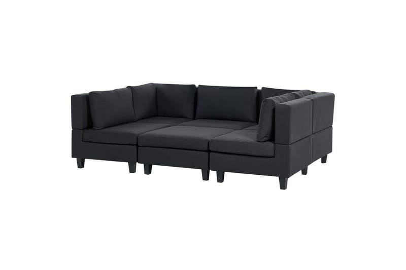 Modulsoffa med fotpall Beliani Unstad Beige/svart, Symmetrisk Black - Møbler - Sofaer - Modulsofaer - Komplett modulsofa