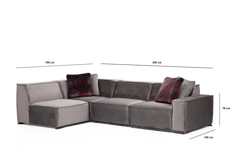 Nightcap Sofa m. Divan 4-seters - Grå - Møbler - Sofaer - Modulsofaer - Komplett modulsofa